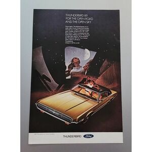 1969 FORD THUNDERBIRD Genuine Vintage Print Ad T-BIRD 10x7 Open Road & Open Sky